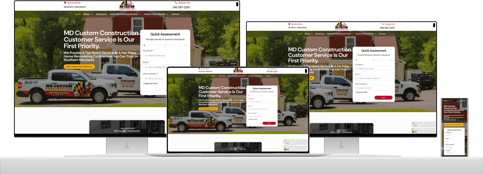 MD Custom Construction — Website Redesign & Development
