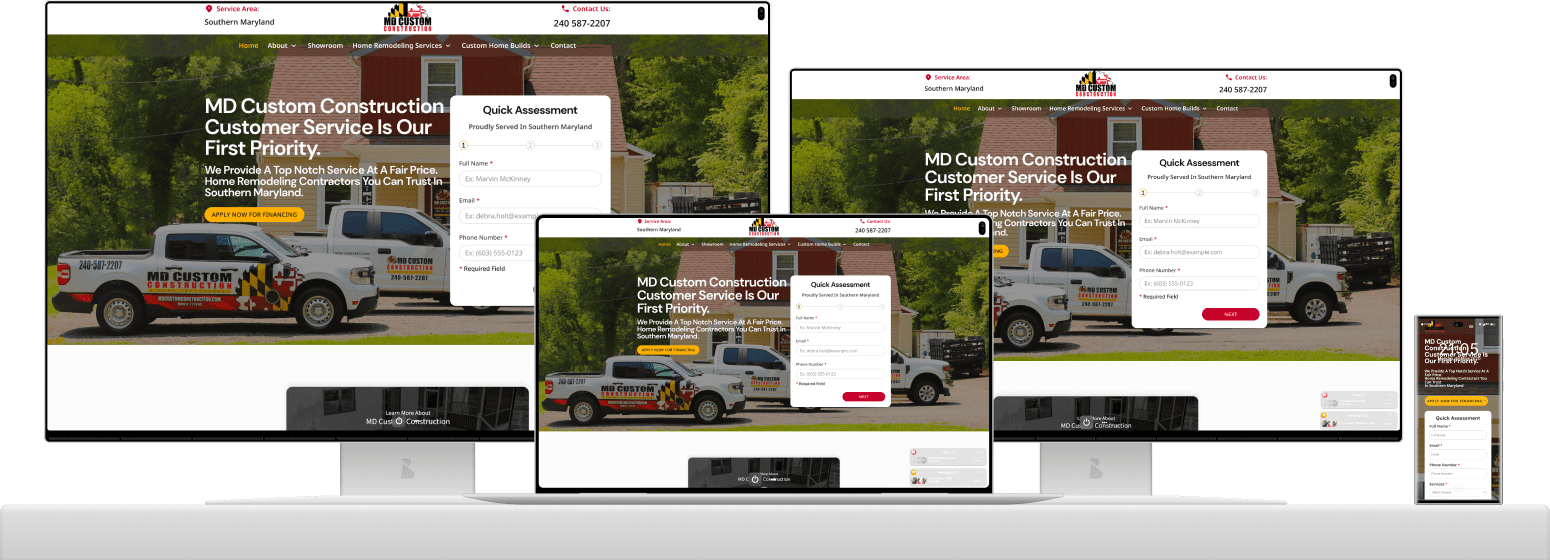 MD Custom Construction — Website Redesign & Development