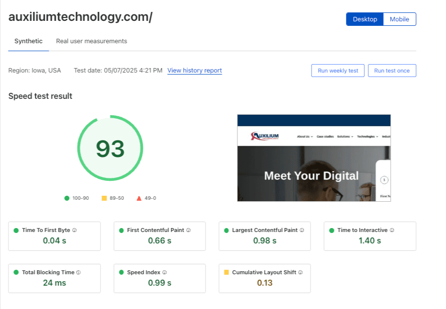 How We Improved Auxiliumtechnology.com Website Speed From 53 To 93 2 93Scores