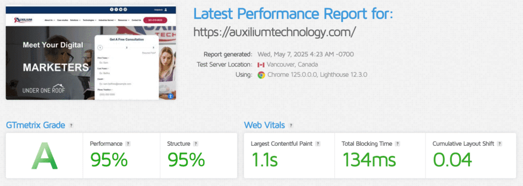How We Improved Auxiliumtechnology.com Website Speed From 53 To 93 3 Gtmetrix